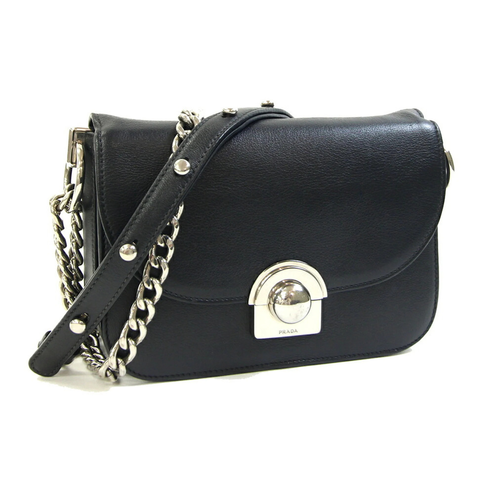 PRADA Black Leather Shoulder Bag
